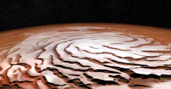 Марс е връхлитан от силни снежни бури които се появяват