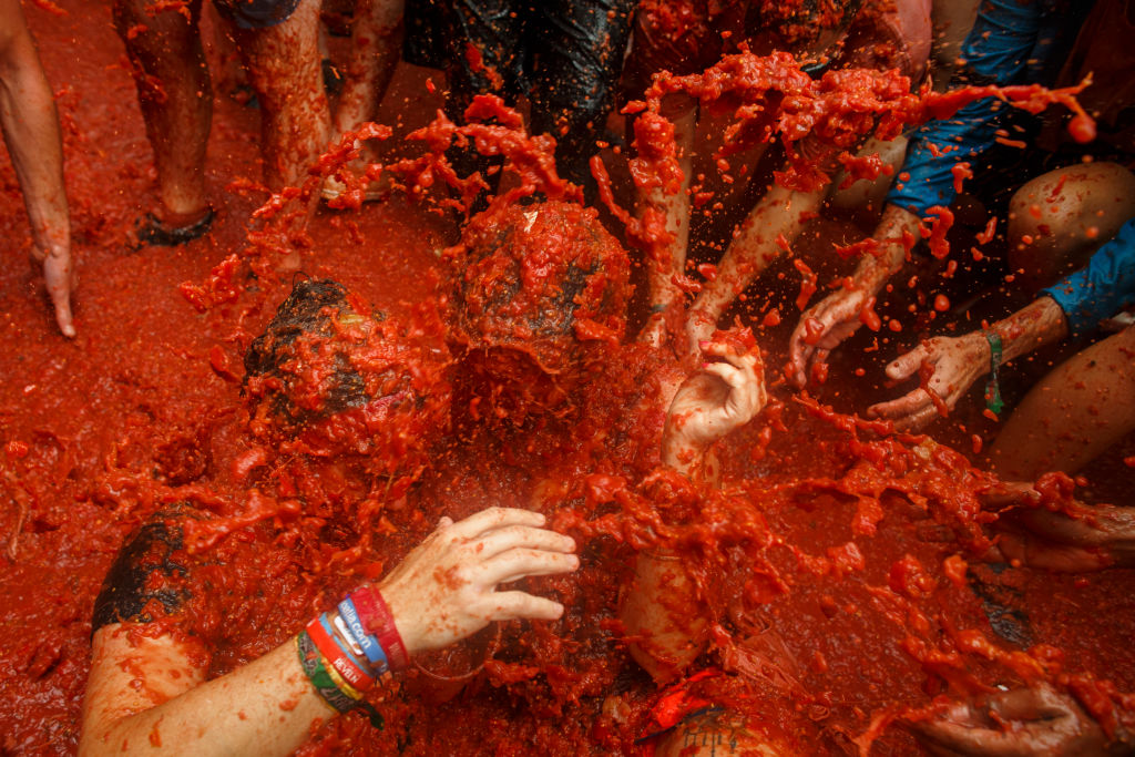 Хиляди хора се замерваха със зрели домати на традиционния фестивал 