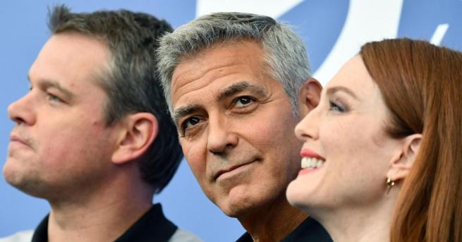 Станалият наскоро баща на близнаци американски актьор Джордж Клуни пристигна