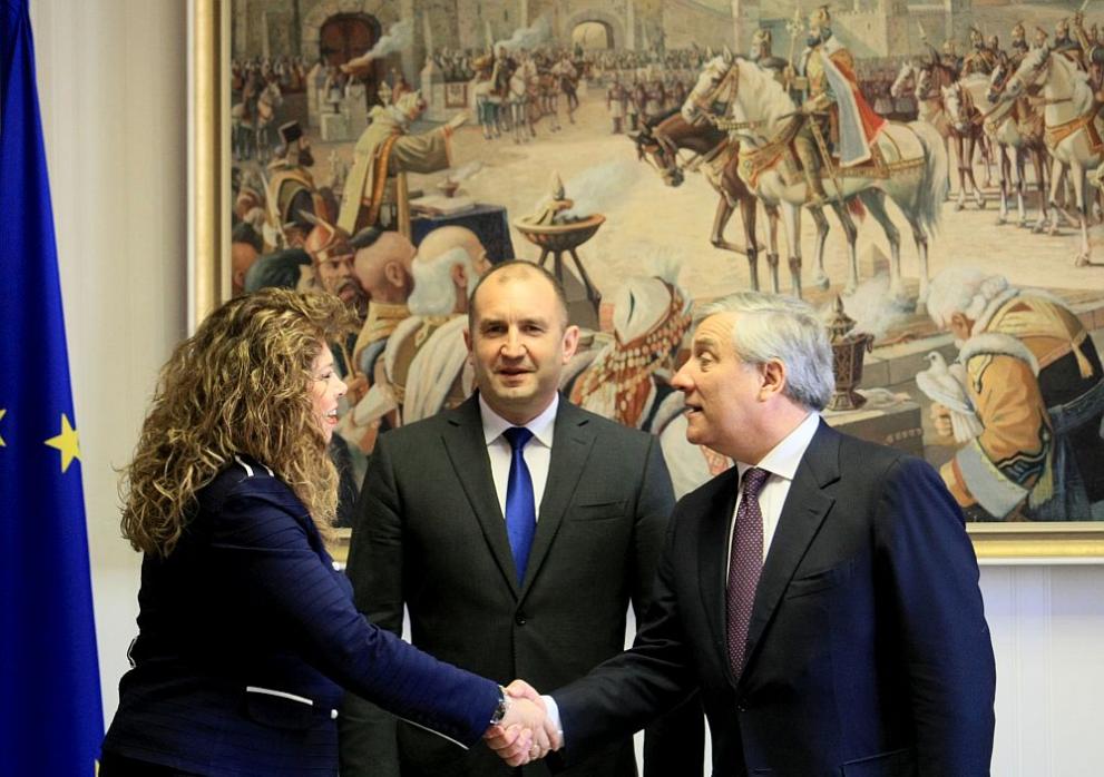  Президентът Румен Радев и ръководителят на Европейския парламент Антонио Таяни 