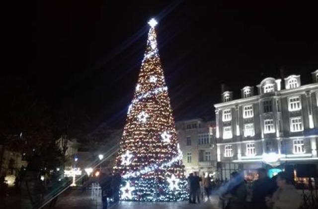 Коледната елха в Пловдив грейна