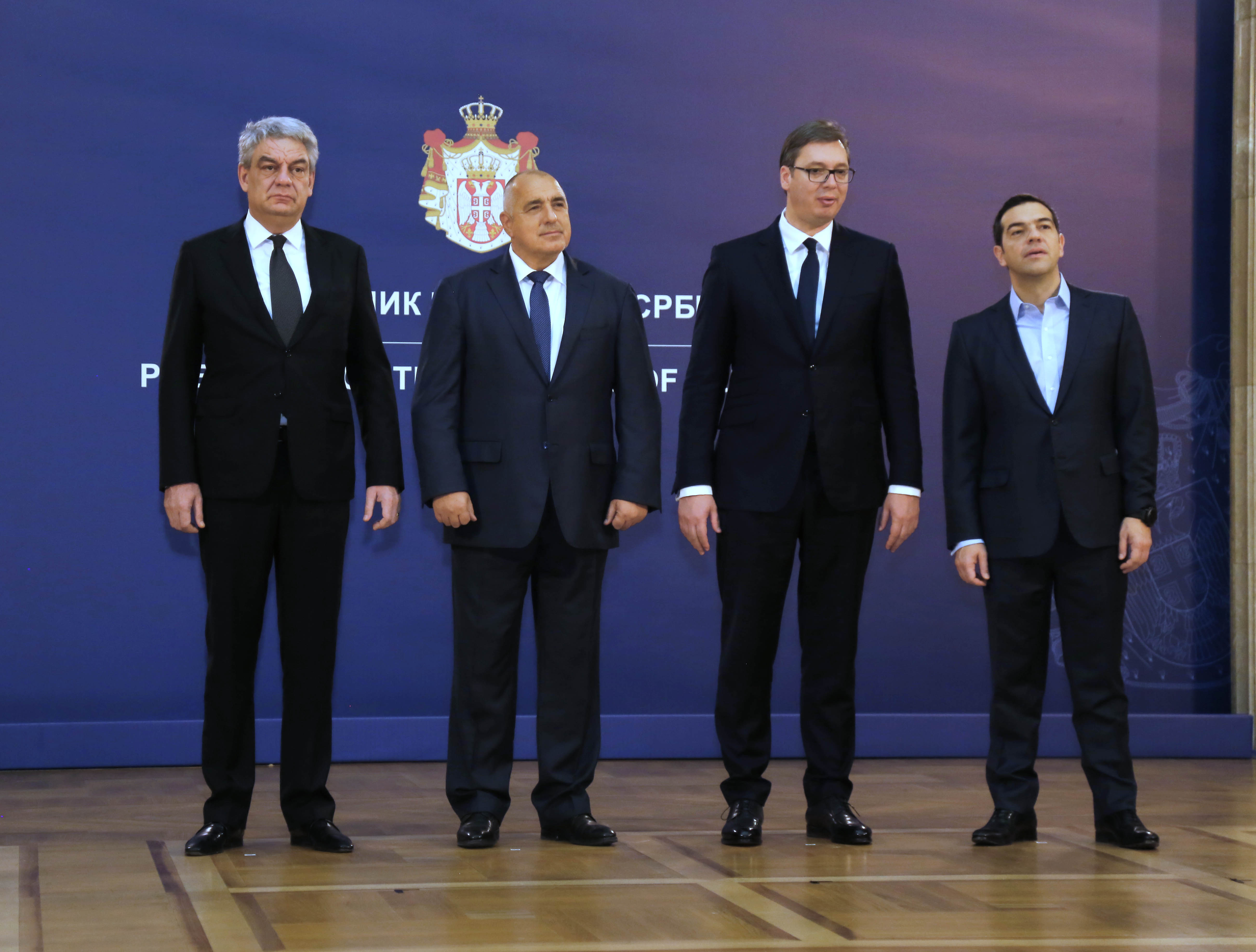 Работна среща между премиерите Бойко Борисов, Алексис Ципрас, Михай Тудосе и президентът Александър Вучич в Белград.