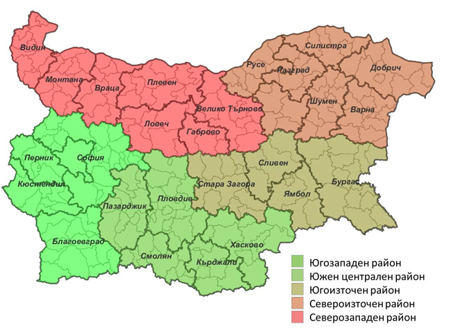 Първи вариант на прерайониране на България