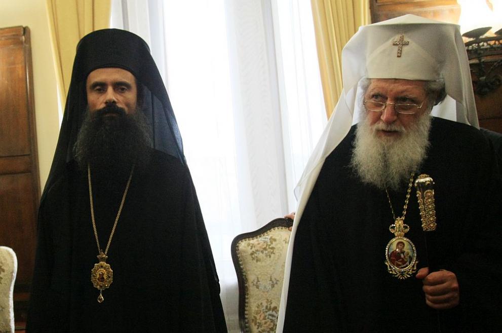 Българският патриарх Неофит и новият Видински митрополит Даниил.