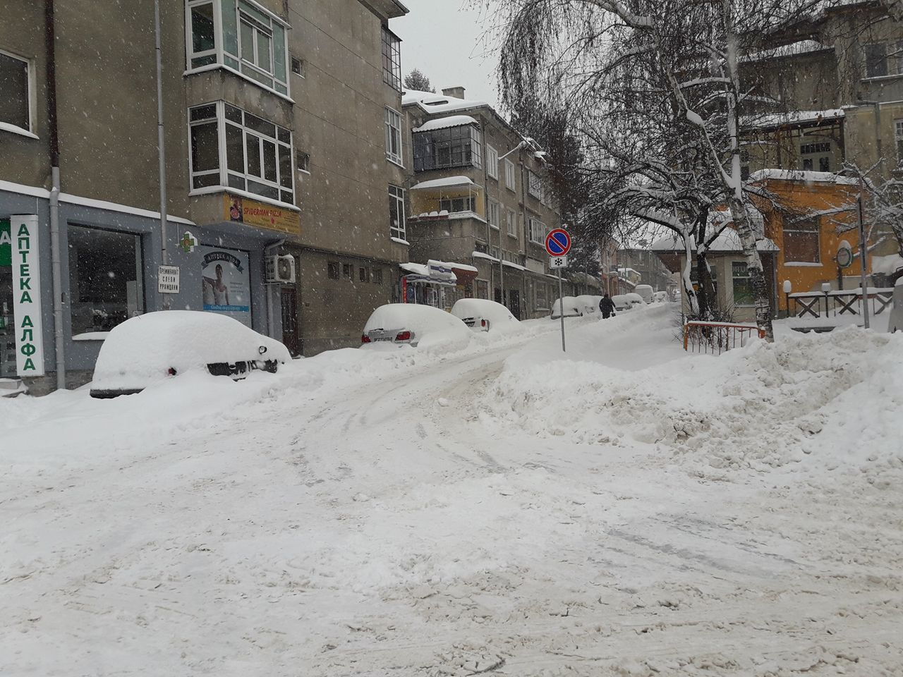 Новата 25-сантиметрова покривка, която падналият през нощта сняг натрупа на територията на цялата община и продължаващият снеговалеж, създават затруднения на фирмите, които са изкарали по улиците и пътищата всички машини, пригодени за снегопочистване.