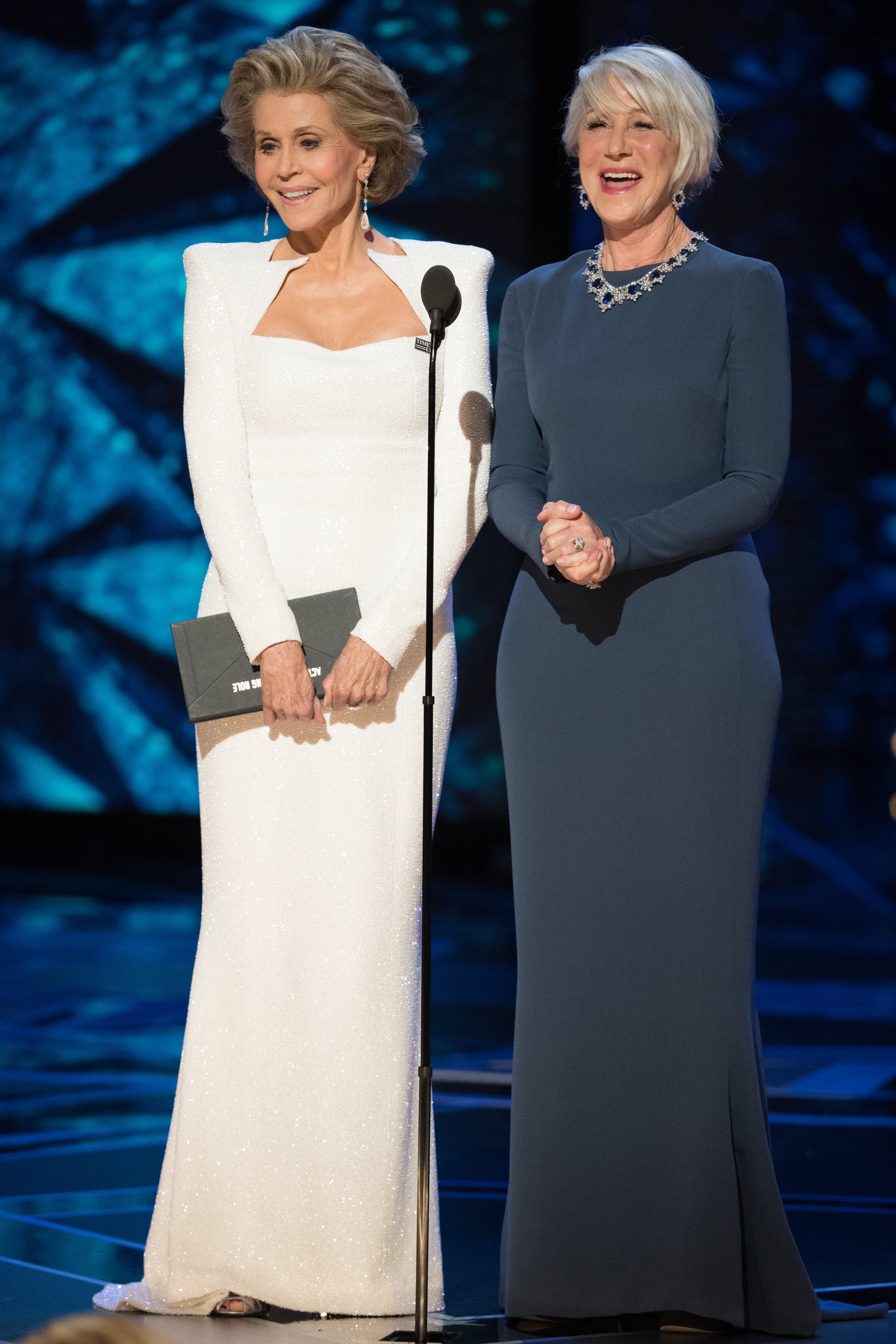 Джейн Фонда и Хелън Мирън по време на 90-ата церемония по връчването на наградите „Оскар“