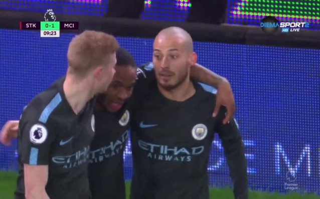 На полувремето Стоук Сити Манчестър Сити 0 1 Гражданите не