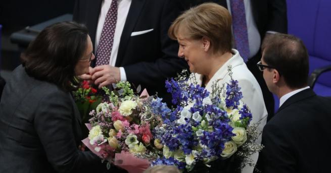 Бундестагът долната камара на германския парламент преизбра днес канцлера Ангела