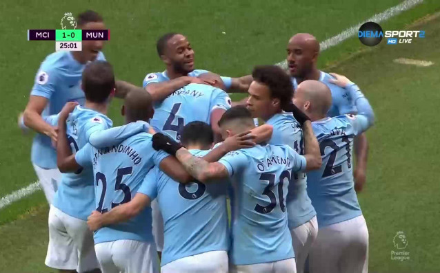 Манчестър Сити Манчестър Юнайтед 2 0 първо полувреме Етихад 33