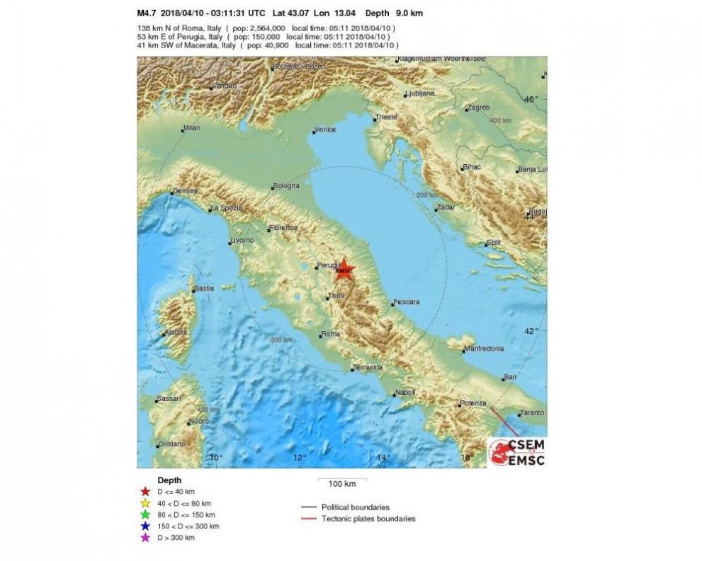Земетресение с магнитуд 4,7 разлюля тази сутрин район в Централна Италия