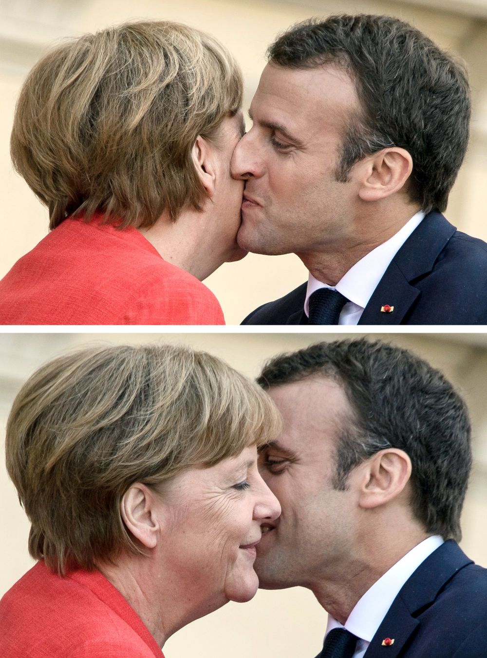 Френският президент Еманюел Макрон и германският канцлер Ангела Меркел.
