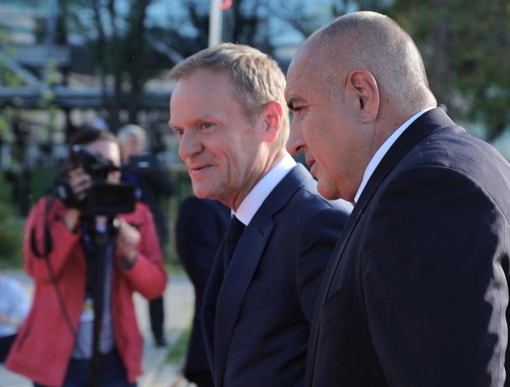 Председателят на Европейския съвет Доналд Туск и българският премиер Бойко Борисов