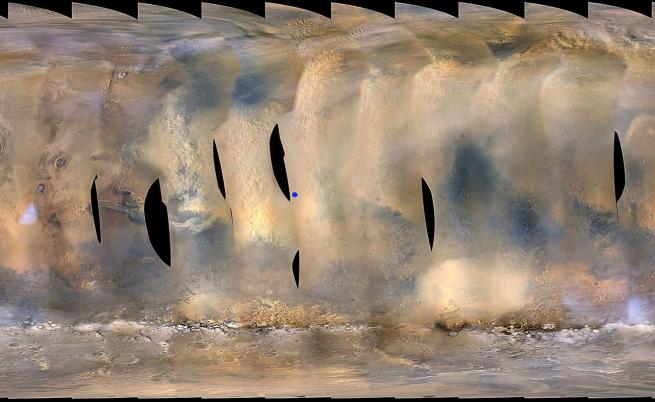 Гигантска пясъчна буря се развихря на Марс