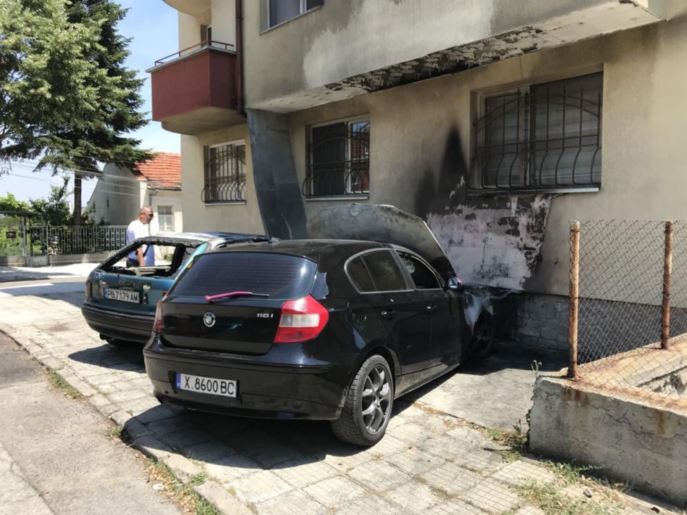пожар на коли в Хасково