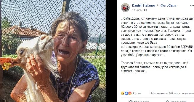 Снимка на плачещата баба Дора трогна хиляди във "Фейсбук". За