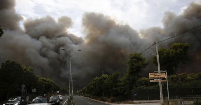 Голям пожар е избухнал в горска площ в район Кинета,