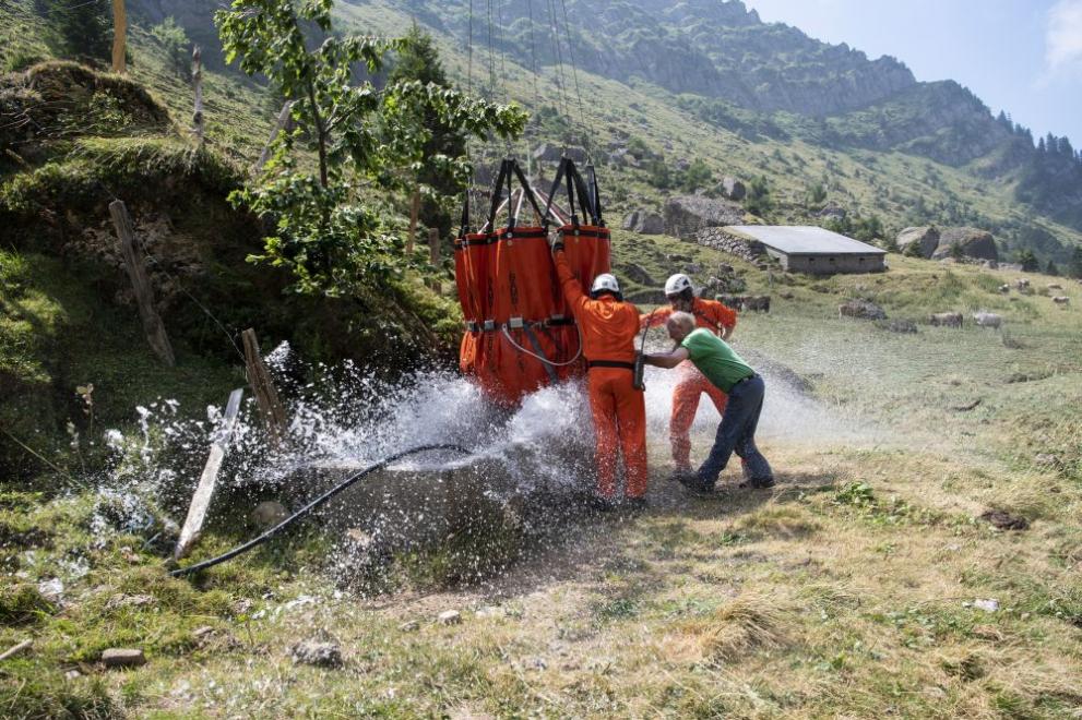  Напоиха с хеликоптер крави в Швейцарските Алпи 