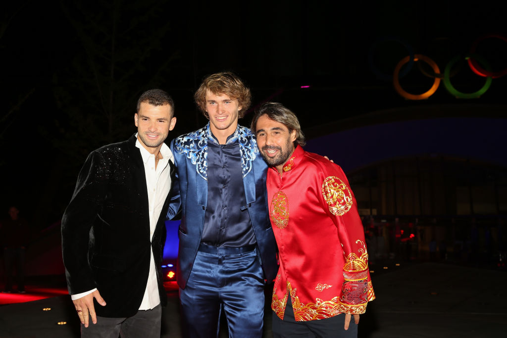 Григор Димитров, Александър Зверев и Маркос Багдатис  в Пекин