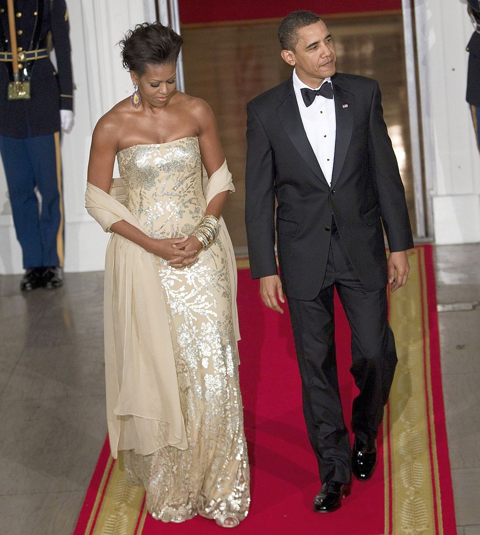 Мишел Обама в рокля на Naeem Khan през 2009 година