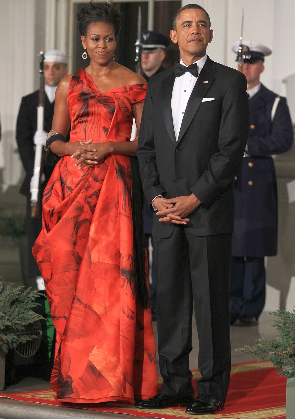 Мишел Обама в рокля на Alexander McQueen през 2011 година