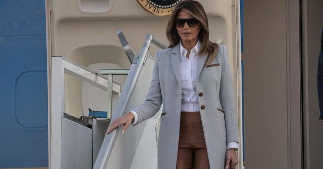 Самолет в който е пътувала първата дама на САЩ Мелания