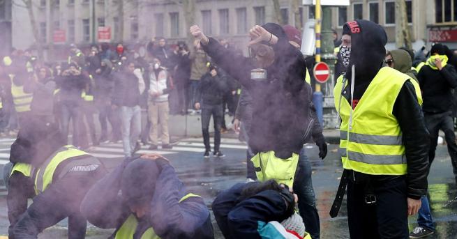 Неколкостотин жълти жилетки се събраха в Брюксел за да протестират