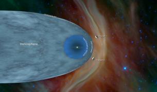 Илюстрация на приблизителното местоположение на "Вояджър 1" и "Вояджър 2"
