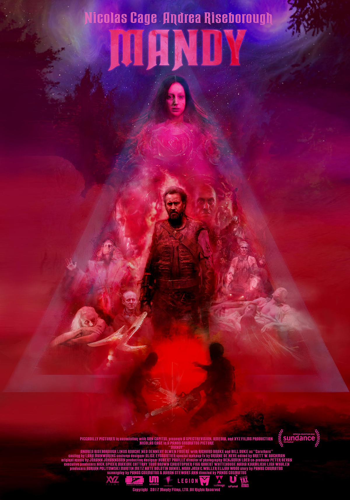 8. Mandy / „Манди“ (2018) – Режисьор: Панос Косматос; Участват: Никълъс Кейдж, Андреа Райсбъроу, Лайнъс Роуч