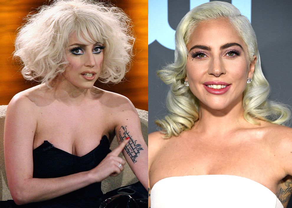 Лейди Гага през 2009 година (вляво) и през 2019 година