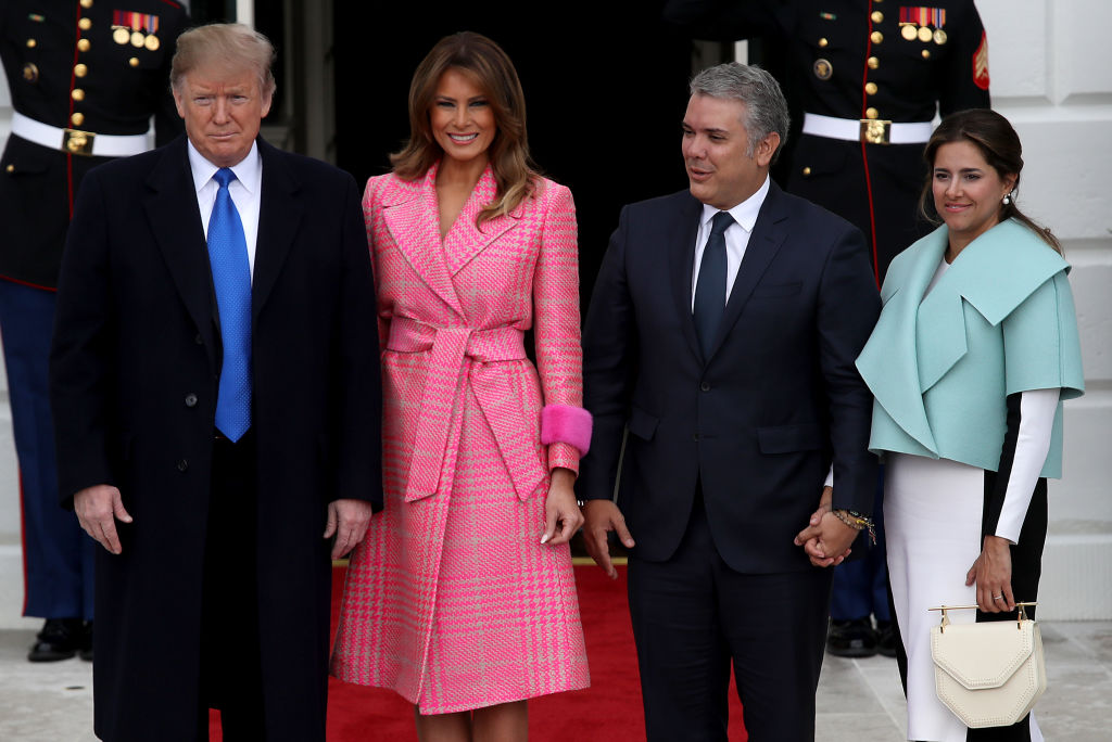 Американското първо семейство заедно с президента на Колумбия Иван Дуке и съпругата му Мария ХулианаАм
