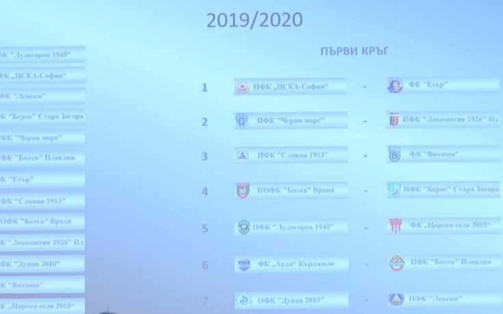  Жребият за първи кръг на Първа лига за сезон 2019/2020 