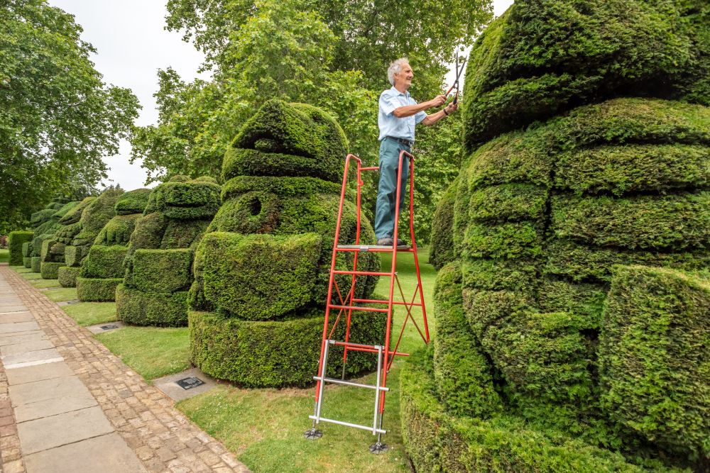 Главният градинар на Hall Place and Gardens в Бексли Крис Райли се пенсионира преди 5 години, но се връща веднъж годишно като доброволец, за да подстригва известните кралски топиари, засадени през 1953 г. По този начин той отбелязва годишнината от коронацията на кралица Елизабет II.