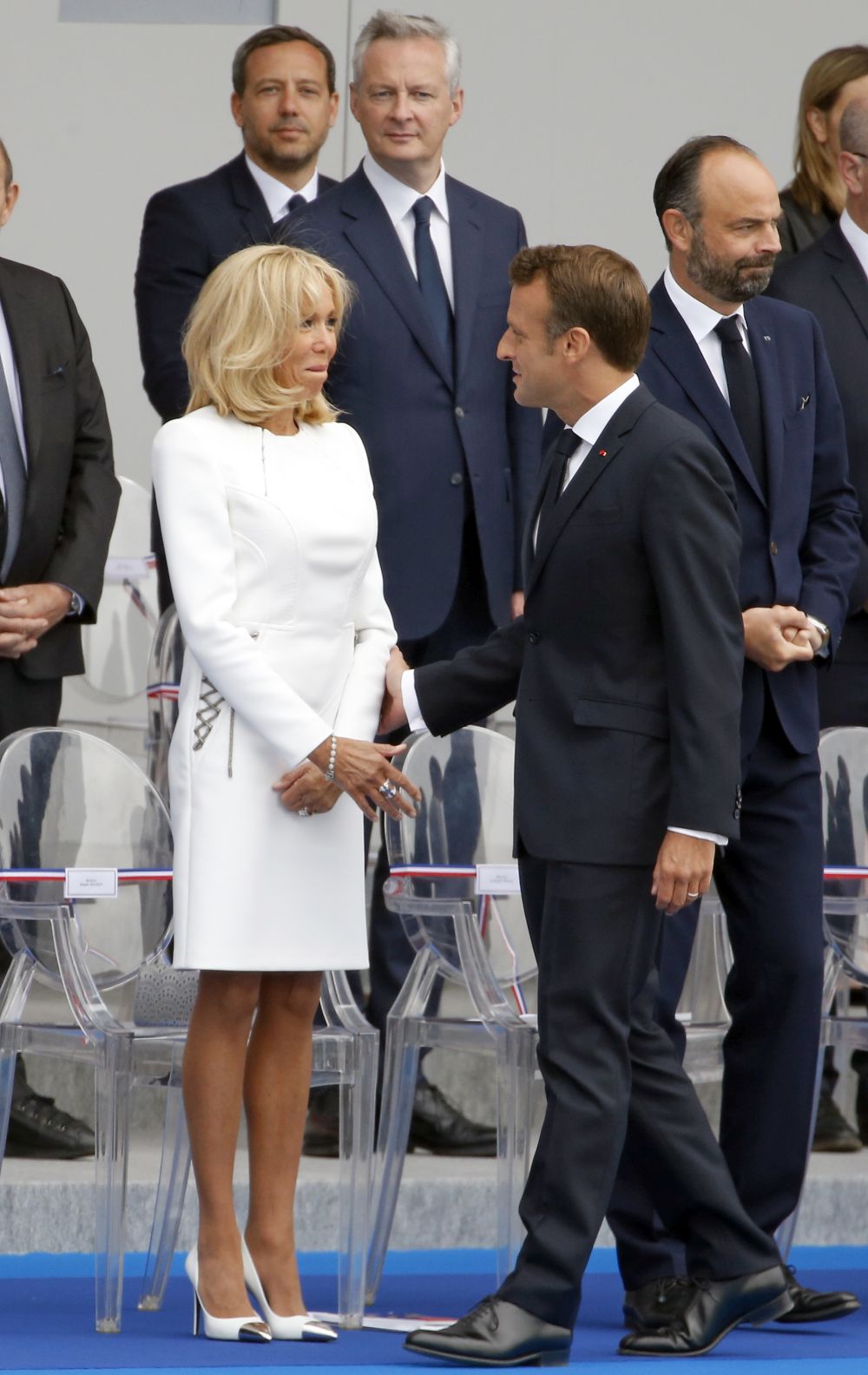 Брижит Макрон – цялата в бяло за празника на Франция