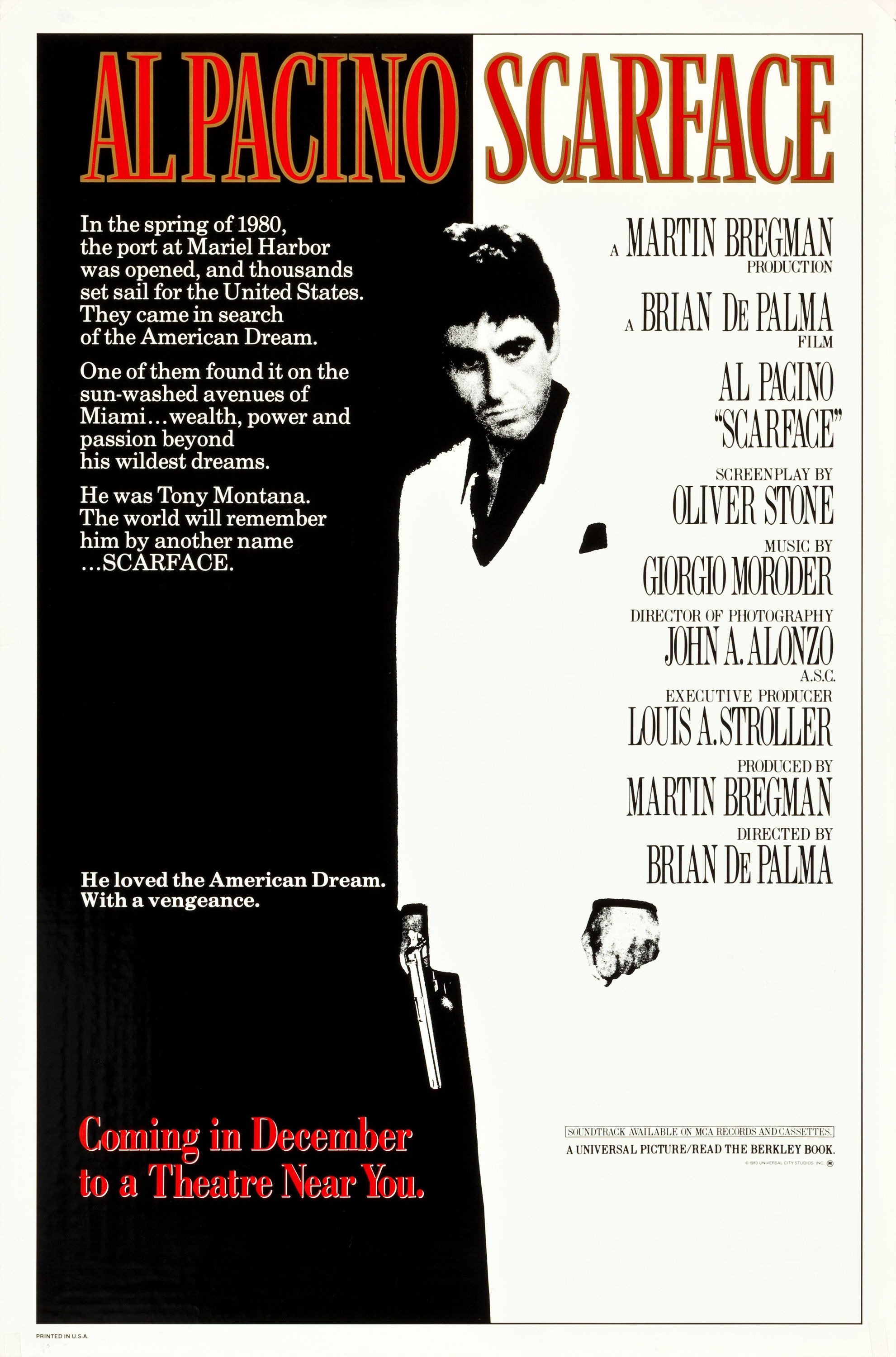 <p>Scarface / &bdquo;Белязаният&ldquo; &ndash; 1983; Режисьор: Брайън Де Палма; Сценарист: Оливър Стоун; Участват: Ал Пачино, Мишел Пфайфър, Стивън Бауър</p>