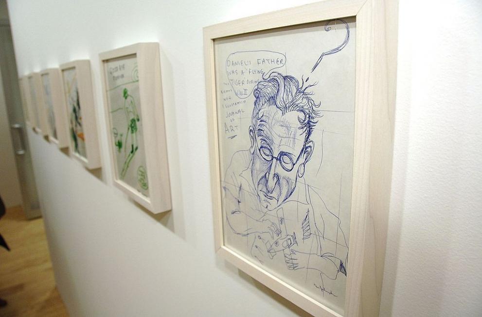 Творби на Даниъл Джонстън в галерия Clementine от изложба през 2006 г.