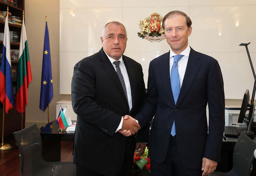Министър-председателят Бойко Борисов по време на срещата с руския министър на промишлеността и търговията Денис Мантуров