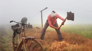 мъж поле копае