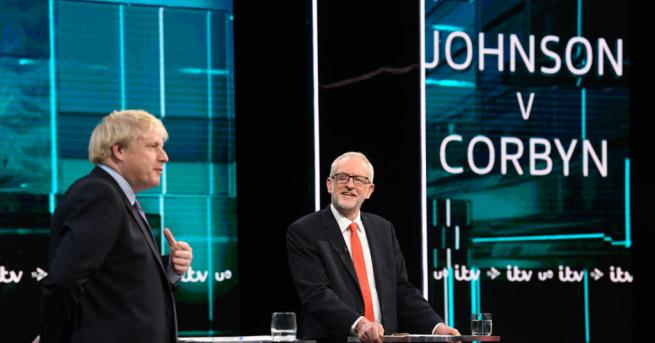 Консерваторът Борис Джонсън и лидерът на Лейбъристката партия Джеръми Корбин