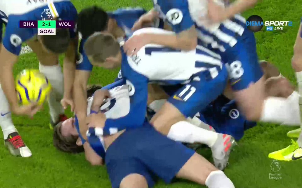 Брайтън съумя да обърне развоя на мача с Уулвърхемптън, след