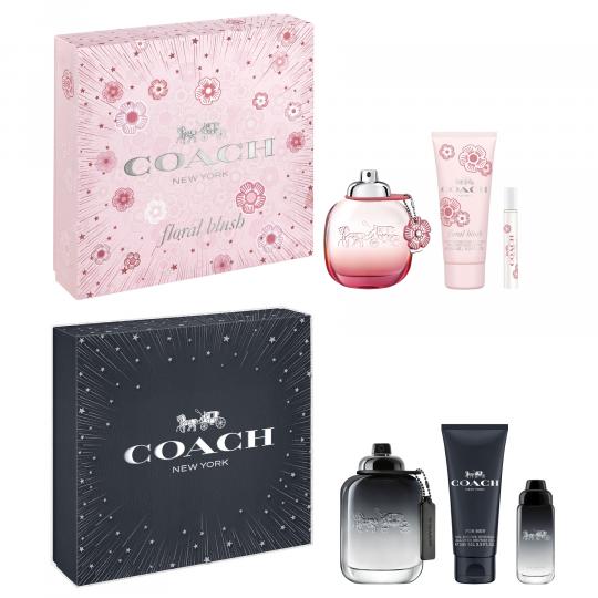 <p><b>Коледен сет за нея </b><b>Coach Floral Blush EDP 90 </b><b>мл + лосион за тяло 100 мл + </b><b>EDP </b><b>7,5 мл</b></p>

<p><b>Коледен сет за него </b><b>Coach EDT 100 </b><b>мл + душ-гел 100 мл + </b><b>EDT </b><b>15 мл</b></p>