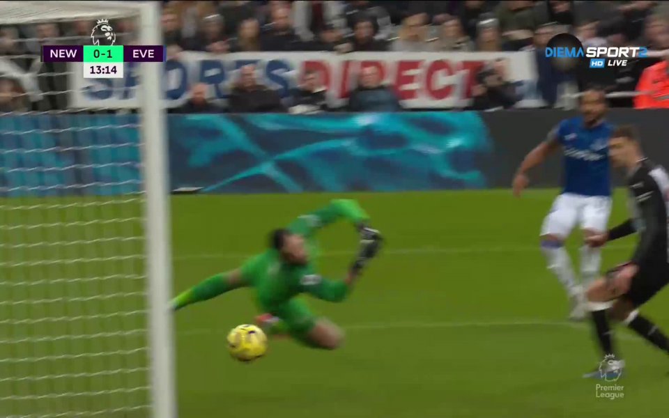 В 13-ата минута на двубоя между Нюкасъл и Евертън, "карамелите"