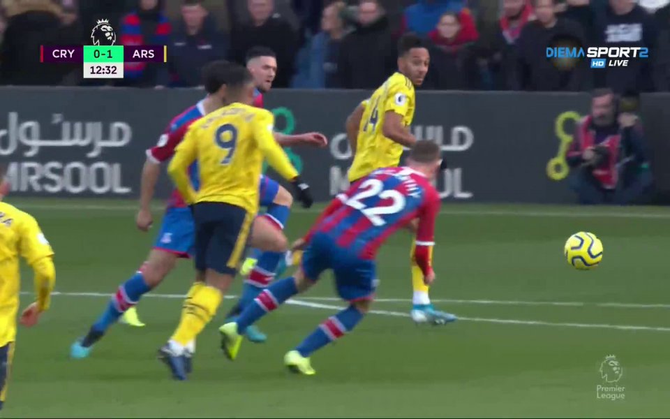 Отборите на Кристъл Палас и Арсенал играят пир резултат 0:1,