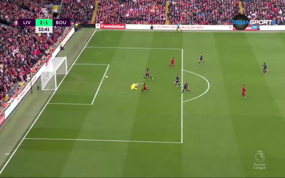 Садио Мане съумя да даде преднина на Ливърпул срещу Борнемут