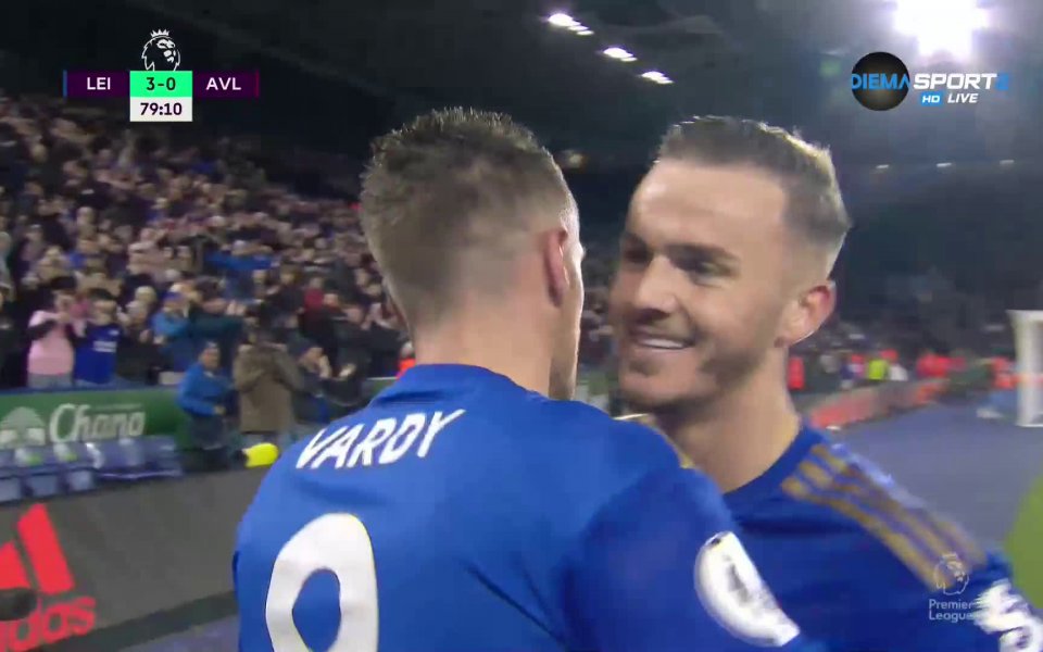 Джейми варди вкара втория си гол за Левстър срещу Астън