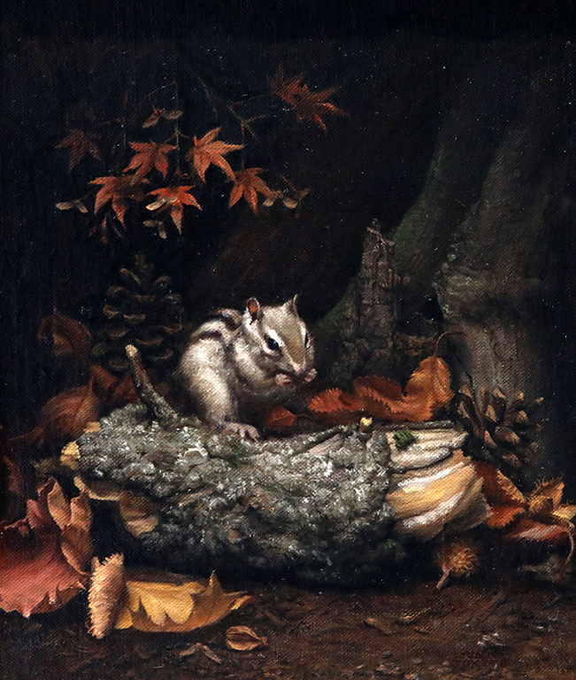 <p>Есенен бурундук - маслени бои/платно Autumn Chipmunk - oil paint on canvas</p>