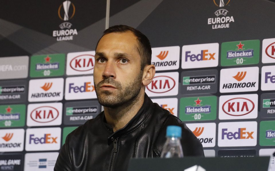 Капитанът на ЦСКА Петър Занев говори пред журналистите преди мача