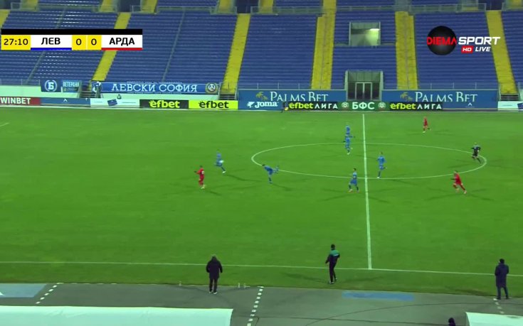 Левски - Арда 0:1 /първо полувреме/