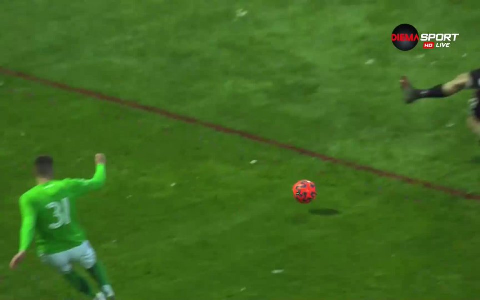 В 53-ата минута Пирин реализира и пето попадение. Гурам Гощелани