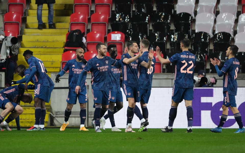 Славия Прага и Арсенал играят при резултат 0:4 в мач-реванш