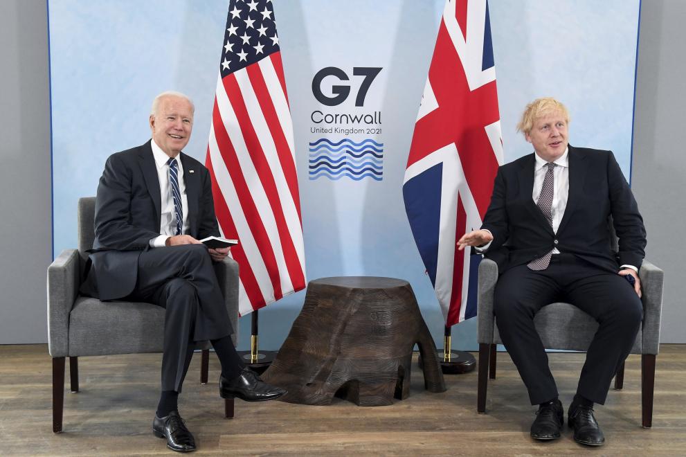 Министър-председателят на Великобритания Борис Джонсън и президентът на САЩ Джо